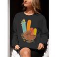 One Thankful Teacher Thanksgiving Turkey Peace Hand Sign Women Crewneck Sweatshirt, funny gift One Thankful Teacher Thanksgiving Turkey Peace Hand Sign Women Crewneck Sweatshirt, funny gift
