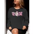 Pink Ghost Teach Halloween Teacher In Spooky Season Women Crewneck Sweatshirt, funny gift Pink Ghost Teach Halloween Teacher In Spooky Season Women Crewneck Sweatshirt, funny gift