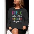 Pre-K Teacher Adventure Begins First Day Preschool Teachers Women Crewneck Sweatshirt, funny gift Pre-K Teacher Adventure Begins First Day Preschool Teachers Women Crewneck Sweatshirt, funny gift