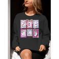 Preppy Spooky Teacher Halloween Ghost Coquette Bow Autumn Women Crewneck Sweatshirt, funny gift
