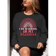 Rainbow Homeschool Mom Teacher I Go To School In My Pajamas Women Crewneck Sweatshirt, funny gift