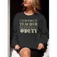 Retro Back To School Women Old Camo Preschool Teacher Women Crewneck Sweatshirt, funny gift