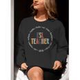 Retro ESL Teacher Teach Multilingual Learners Team Women Crewneck Sweatshirt, Esl Teacher Sweatshirts, funny gift