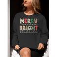 Retro Merry Teacher Bright Students Christmas Teacher Women Crewneck Sweatshirt, funny gift