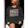 Retro Special Education Squad Groovy Dream Team SPED Teacher Women Crewneck Sweatshirt, Groovy Teacher Sweatshirts, funny gift