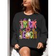 Retro Trick Or Teach Leopard Ghost Halloween Spooky Teacher Women Crewneck Sweatshirt, funny gift Retro Trick Or Teach Leopard Ghost Halloween Spooky Teacher Women Crewneck Sweatshirt, funny gift