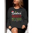 Santa's Favorite Pre-K Teacher Christmas Santa Hat Lights For Men Women Kids Women Crewneck Sweatshirt, funny gift