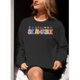 Se Amable Be Kind In Spanish Groovy Teacher Flowers Women Crewneck Sweatshirt, Groovy Teacher Sweatshirts, funny gift