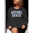 Second Grade Floral Blue Back To School 2nd Grade Teacher Women Crewneck Sweatshirt, 2nd Grade Teacher Sweatshirts, funny gift