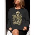 Skeleton Book Floral Skull Halloween Teacher Costume Women Crewneck Sweatshirt, funny gift Skeleton Book Floral Skull Halloween Teacher Costume Women Crewneck Sweatshirt, funny gift