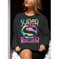 Super Teacher Back To School Apple Tie Dye First Day Women Crewneck Sweatshirt, Super Teacher Sweatshirts, funny gift Super Teacher Back To School Apple Tie Dye First Day Women Crewneck Sweatshirt, Super Teacher Sweatshirts, funny gift