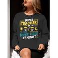Super Teacher By Day Super Tired By Night Superheroes School Women Crewneck Sweatshirt, Super Teacher Sweatshirts, funny gift