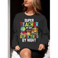Super Teacher By Day Super Tired By Night Women Crewneck Sweatshirt, Super Teacher Sweatshirts, funny gift Super Teacher By Day Super Tired By Night Women Crewneck Sweatshirt, Super Teacher Sweatshirts, funny gift