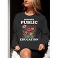 Support Public Education Cute Floral Teacher Red For Ed Women Crewneck Sweatshirt, funny gift