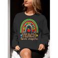 Teach Love Inspire Rainbow Leopard Cheetah Print Teacher Women Crewneck Sweatshirt, funny gift