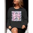 Teacher Bow Pencil Flowers Teacher Back To School Women Crewneck Sweatshirt, funny gift Teacher Bow Pencil Flowers Teacher Back To School Women Crewneck Sweatshirt, funny gift