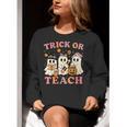 Teacher Halloween Trick Or Teach Cute Ghost Coffee Pumpkins Women Crewneck Sweatshirt, funny gift Teacher Halloween Trick Or Teach Cute Ghost Coffee Pumpkins Women Crewneck Sweatshirt, funny gift