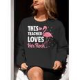 This Teacher Loves Her Flock Teaching Flamingo Girl Women Crewneck Sweatshirt, funny gift