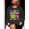 My Teacher Survived 100 Days Of Me 100 Days Of School Women Crewneck Sweatshirt, funny gift