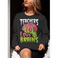 Teachers Love Brains Zombie Teacher Halloween Zombies Women Crewneck Sweatshirt, funny gift