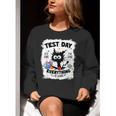 Test Day Stressed Cat Teacher Student Kids Testing Day Women Crewneck Sweatshirt, funny gift
