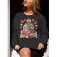 Thanksgiving Teacher Books Turkey Reading Book Women Crewneck Sweatshirt, funny gift