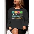 Think Like A Proton Stay Positive Science Teacher Women Crewneck Sweatshirt, Science Teacher Sweatshirts, funny gift
