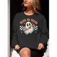 Trick Or Teach Groovy Retro Ghost Halloween Teacher Kids Women Crewneck Sweatshirt, Groovy Teacher Sweatshirts, funny gift Trick Or Teach Groovy Retro Ghost Halloween Teacher Kids Women Crewneck Sweatshirt, Groovy Teacher Sweatshirts, funny gift