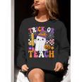 Trick Or Teach Teacher Pencil Ghost Halloween Teacher Women Crewneck Sweatshirt, funny gift Trick Or Teach Teacher Pencil Ghost Halloween Teacher Women Crewneck Sweatshirt, funny gift