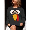 Turkey Face Halloween Costume Thanksgiving Teacher Nurse Women Crewneck Sweatshirt, funny gift