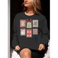 Vintage Preppy Very Merry Teacher Santa Stamps Christmas Women Crewneck Sweatshirt, funny gift Vintage Preppy Very Merry Teacher Santa Stamps Christmas Women Crewneck Sweatshirt, funny gift