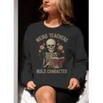 Weird Teachers Build Character Skeleton Book Halloween Women Women Crewneck Sweatshirt, funny gift Weird Teachers Build Character Skeleton Book Halloween Women Women Crewneck Sweatshirt, funny gift