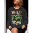 Wild About 1st Grade Teacher Student First Grade Zoo Safari Women Crewneck Sweatshirt, First Grade Teacher Sweatshirts, funny gift
