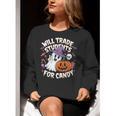 Will Trade Students For Candy Halloween Teacher Women Crewneck Sweatshirt, funny gift Will Trade Students For Candy Halloween Teacher Women Crewneck Sweatshirt, funny gift
