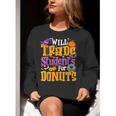 Will Trade Students For Donuts Halloween Teacher Women Crewneck Sweatshirt, funny gift Will Trade Students For Donuts Halloween Teacher Women Crewneck Sweatshirt, funny gift