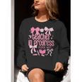 Women Teacher In Progress Coquette Pink Bow Future Teacher Women Crewneck Sweatshirt, Future Teacher Sweatshirts, funny gift