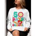 50 Days Of School Teacher Happy 50th Day Of School Kids Women Crewneck Sweatshirt, funny gift
