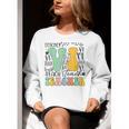 Braille Teacher Of The Visually Impaired Groovy VI Teacher Women Crewneck Sweatshirt, Groovy Teacher Sweatshirts, funny gift