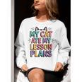 My Cat Ate My Lesson Plans Teacher Cat Humor Women Crewneck Sweatshirt, funny gift My Cat Ate My Lesson Plans Teacher Cat Humor Women Crewneck Sweatshirt, funny gift