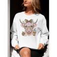 Cute Floral Highland Cow Back To School For Women Teacher Women Crewneck Sweatshirt, funny gift Cute Floral Highland Cow Back To School For Women Teacher Women Crewneck Sweatshirt, funny gift