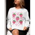 First Grade Is My Jam Strawberry First Grade Teacher Women Women Crewneck Sweatshirt, First Grade Teacher Sweatshirts, funny gift