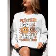 Groovy Pumpkin Spice Makes Teacher Nice Fall Thanksgiving Women Crewneck Sweatshirt, Groovy Teacher Sweatshirts, funny gift Groovy Pumpkin Spice Makes Teacher Nice Fall Thanksgiving Women Crewneck Sweatshirt, Groovy Teacher Sweatshirts, funny gift