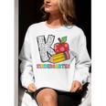 K Is For Kindergarten Teacher Pencil Apple Back To School Women Crewneck Sweatshirt, funny gift K Is For Kindergarten Teacher Pencil Apple Back To School Women Crewneck Sweatshirt, funny gift