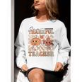 One Thankful Teacher Thanksgiving Groovy Fall Autumn Teacher Women Crewneck Sweatshirt, Groovy Teacher Sweatshirts, funny gift