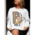 P Is For Pre K Teacher Leopard First Day Of School For Men Women Girls Kids Women Crewneck Sweatshirt, funny gift P Is For Pre K Teacher Leopard First Day Of School For Men Women Girls Kids Women Crewneck Sweatshirt, funny gift