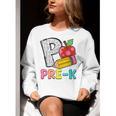 P Is For Pre-K Teacher Pencil Apple Back To School Women Crewneck Sweatshirt, funny gift P Is For Pre-K Teacher Pencil Apple Back To School Women Crewneck Sweatshirt, funny gift