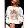 I Teach In My Pajamas Teacher Sunset Bear Retro Women Crewneck Sweatshirt, funny gift