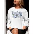 Teacher Blue Chinoiserie Coquette Bow Heart Teacher Life Women Crewneck Sweatshirt, funny gift Teacher Blue Chinoiserie Coquette Bow Heart Teacher Life Women Crewneck Sweatshirt, funny gift