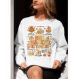 Thanksgiving One Thankful Art Teacher Fall Groovy Men Women Women Crewneck Sweatshirt, Groovy Teacher Sweatshirts, funny gift