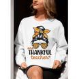 Thanksgiving Shirt Teacher Women Messy Bun Thankful Teacher Women Crewneck Sweatshirt, funny gift Thanksgiving Shirt Teacher Women Messy Bun Thankful Teacher Women Crewneck Sweatshirt, funny gift